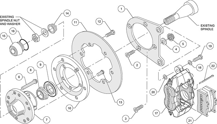 140-1501-BD - Wilwood Big Brake Kit - Front - 273x9mm Cross Drilled - Dynalite Anodized