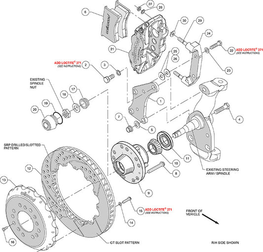 140-10238-D - Wilwood Big Brake Kit - Front - 327x28mm Curved Slotted & Cross Drilled - Superlite 6R Black