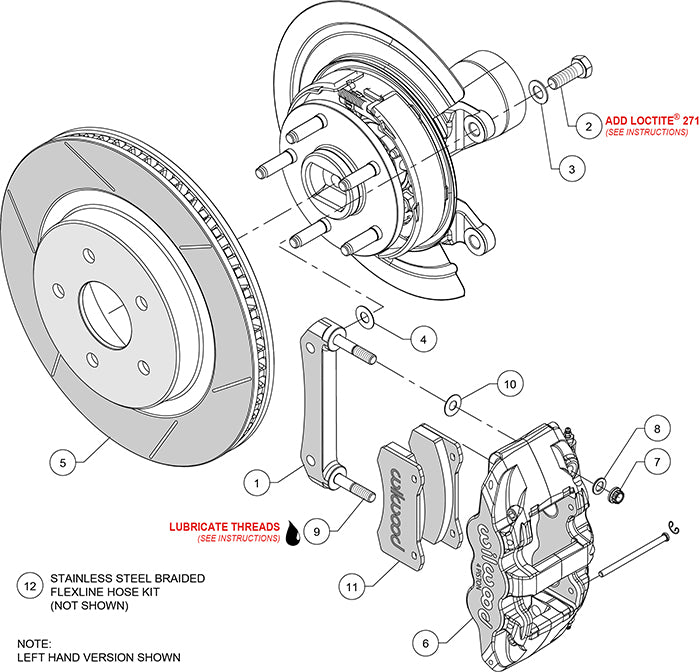140-16026-R - Wilwood Big Brake Kit - Rear - 381x32mm Bi-Slotted - AERO4 Red