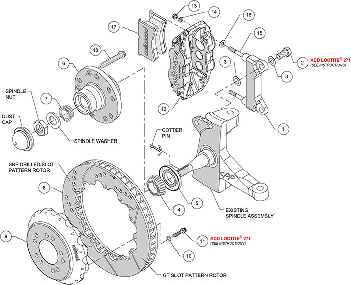 140-10775-D - Wilwood Big Brake Kit - Front - 332x32mm Curved Slotted & Cross Drilled - Superlite 6R Black