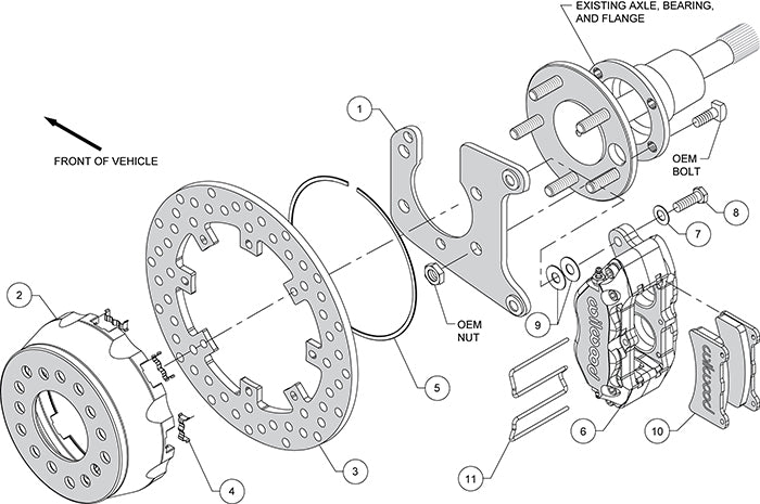 140-12550-D - Wilwood Big Brake Kit - Rear - 291x9mm Cross Drilled - Dynapro Lug Mount Anodized