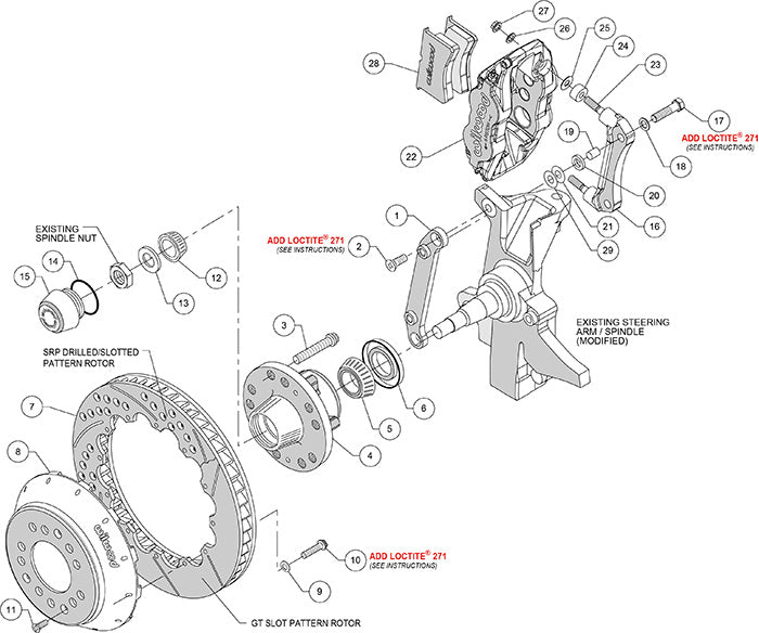 140-10493-R - Wilwood Big Brake Kit - Front - 355x28mm Bi-Slotted - Superlite 6R Red