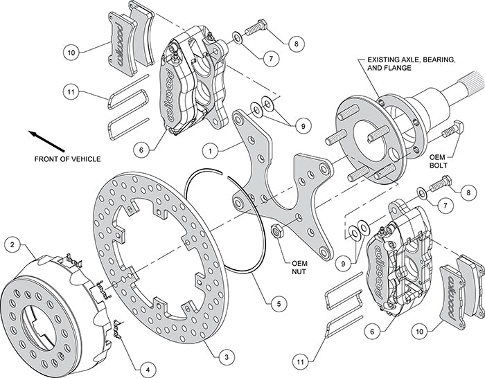 140-12554-D - Wilwood Big Brake Kit - Rear - 291x9mm Cross Drilled - Dynapro Lug Mount Anodized