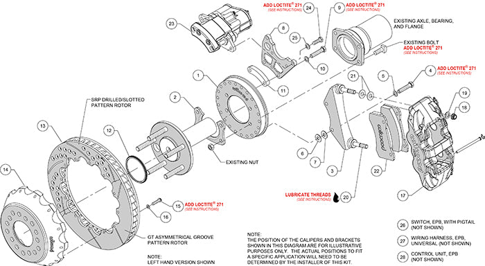 140-15846-R - Wilwood Big Brake Kit - Rear - 355x28mm Bi-Slotted - AERO4 Red