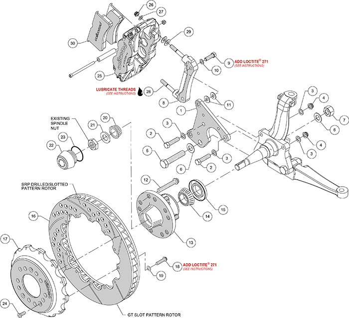140-15199-R - Wilwood Big Brake Kit - Front - 327x28mm Bi-Slotted - Superlite 6R Red