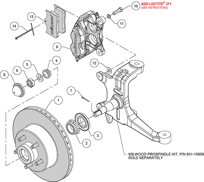 140-15980-R - Wilwood Big Brake Kit - Front - 280x25mm Plain - Dynalite-M Red