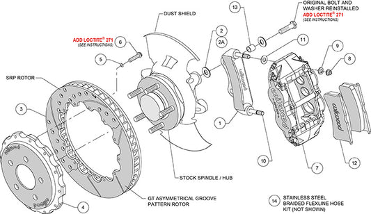 140-8753-D - Wilwood Big Brake Kit - Front - 332x32mm Curved Slotted & Cross Drilled - Superlite 6R Black