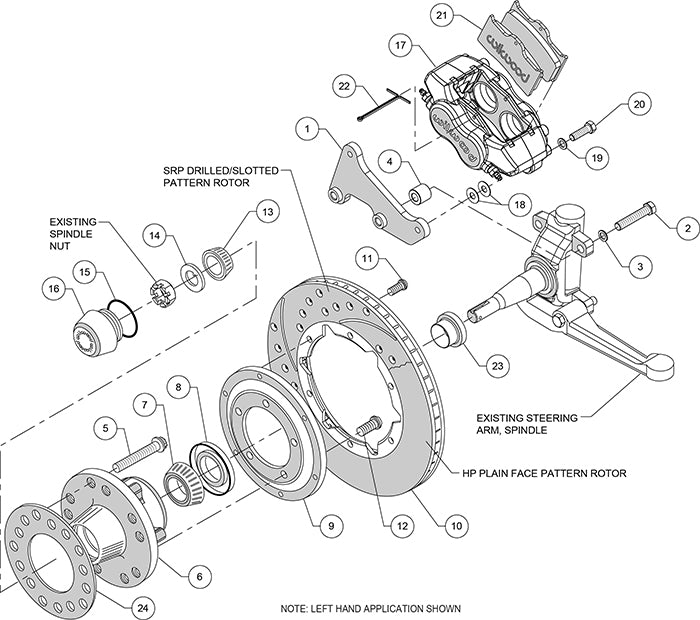 140-11811-DR - Wilwood Big Brake Kit - Front - 280x20mm Curved Slotted & Cross Drilled - Dynalite Internal Red