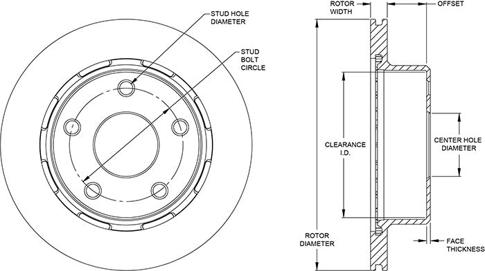 160-13327 - Wilwood Ultralite Rotor & Hat - 309x20mm Plain Left/Right
