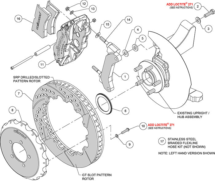 140-12870-D - Wilwood Big Brake Kit - Front - 327x28mm Curved Slotted & Cross Drilled - Superlite 6R Black