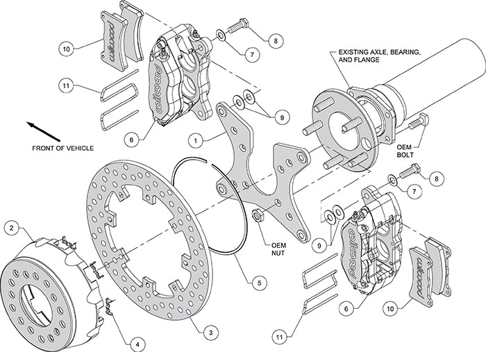 140-12555-D - Wilwood Big Brake Kit - Rear - 291x9mm Cross Drilled - Dynapro Lug Mount Anodized