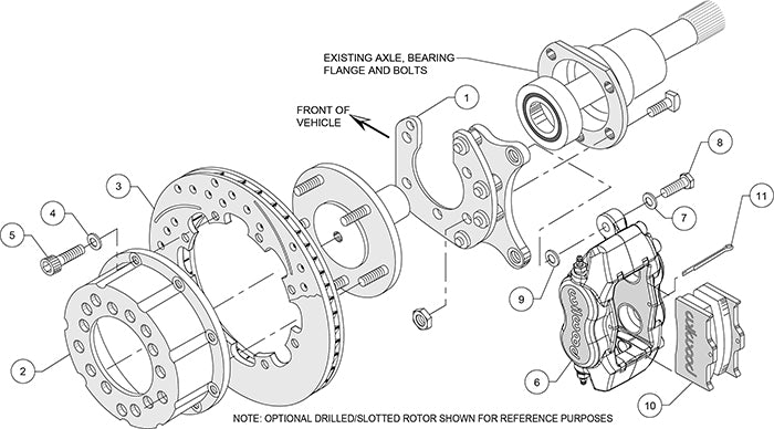 140-5591-DR - Wilwood Big Brake Kit - Rear - 309x20mm Curved Slotted & Cross Drilled - Dynalite Internal Red