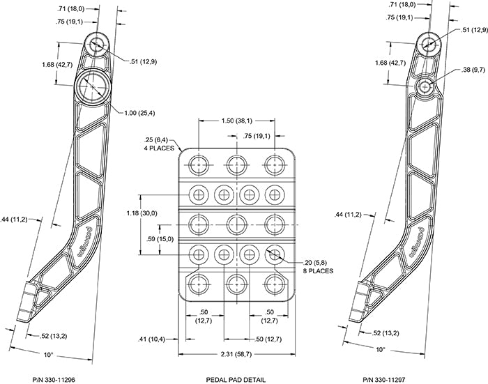 340-12043 - Wilwood Pedal Replacement Kit Dual Pedal