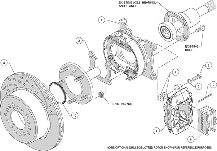 140-7143-DP - Wilwood Big Brake Kit - Rear - 309x20mm Curved Slotted & Cross Drilled - Dynalite Internal Polished