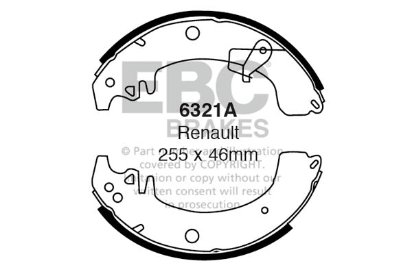 6321A - EBC Brake Shoes; Rear
