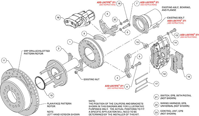 140-15842-R - Wilwood Big Brake Kit - Rear - 280x20mm Plain - Dynapro Low Profile Red