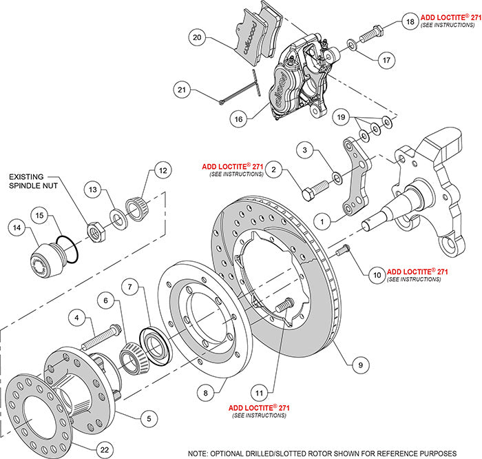 140-11019 - Wilwood Big Brake Kit - Front - 280x20mm Plain - Dynalite Internal Black