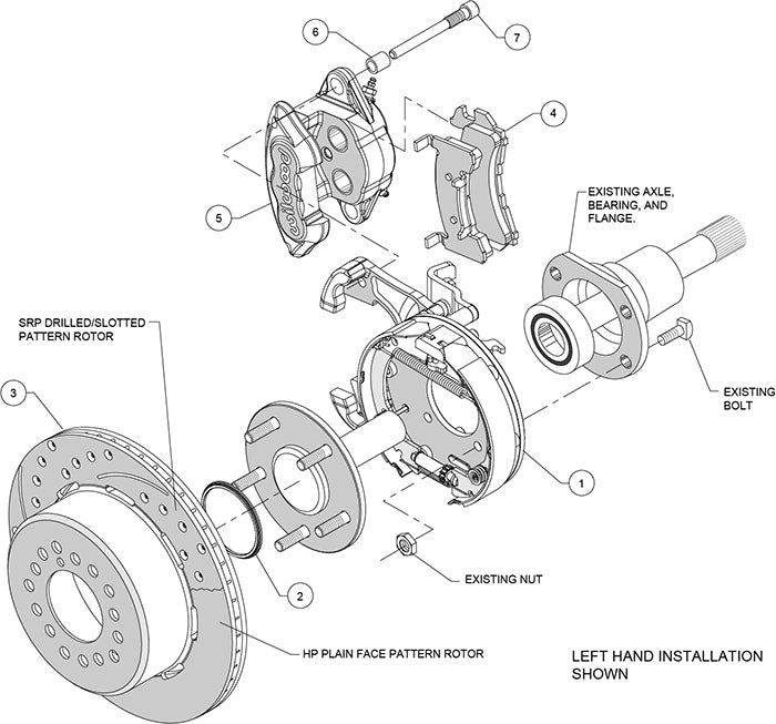 140-15641-DR - Wilwood Big Brake Kit - Rear - 309x20mm Curved Slotted & Cross Drilled - D154 Red