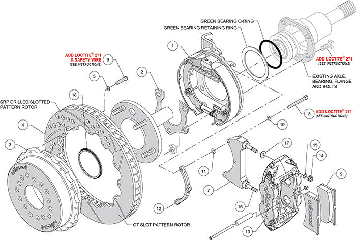 140-9222-R - Wilwood Big Brake Kit - Rear - 327x28mm Bi-Slotted - Superlite 4R Red