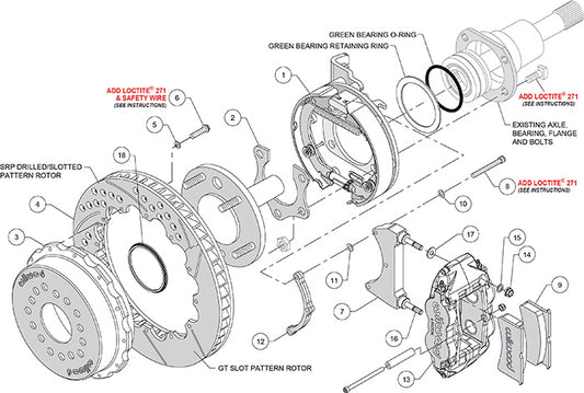 140-9222-R - Wilwood Big Brake Kit - Rear - 327x28mm Bi-Slotted - Superlite 4R Red