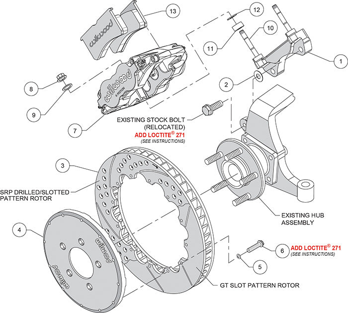 140-9834-D - Wilwood Big Brake Kit - Front - 355x32mm Curved Slotted & Cross Drilled - Superlite 6R Black