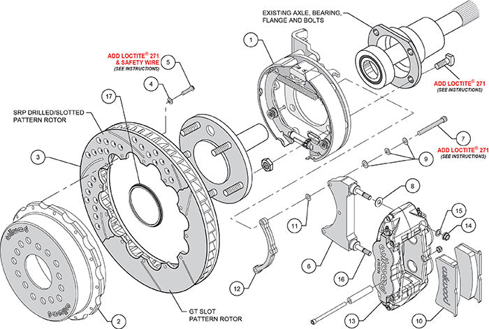 140-9223-D - Wilwood Big Brake Kit - Rear - 327x28mm Curved Slotted & Cross Drilled - Superlite 4R Black