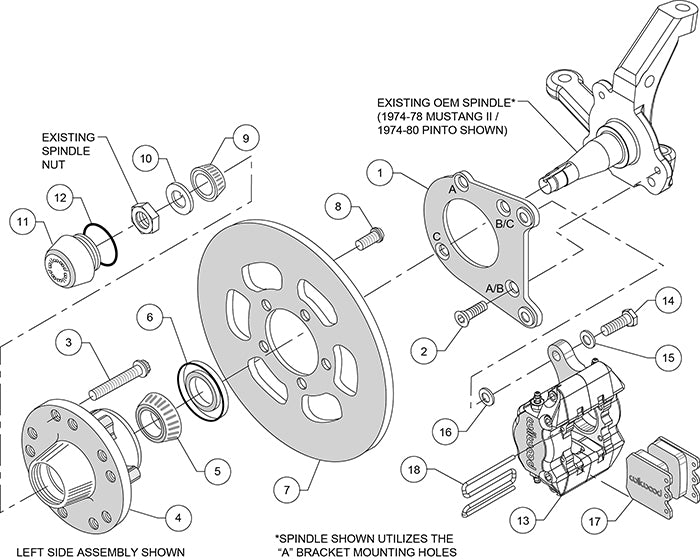 140-1012-D - Wilwood Big Brake Kit - Front - 254x8mm Cross Drilled - Dynapro Single Anodized