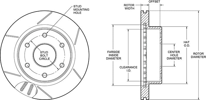 160-15783 - Wilwood Ultralite Rotor & Hat - 309x28mm Bi-Slotted Left/Right