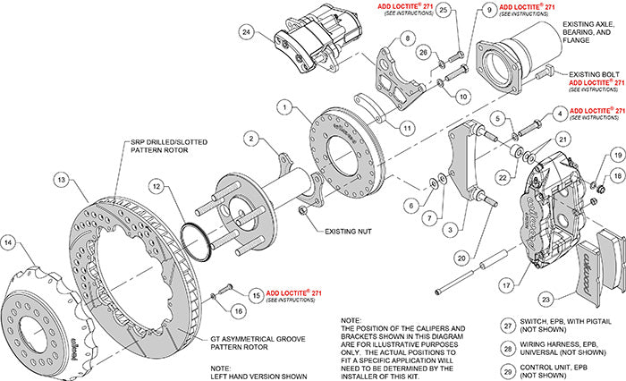 140-15845-D - Wilwood Big Brake Kit - Rear - 355x28mm Curved Slotted & Cross Drilled - Superlite 4R Black
