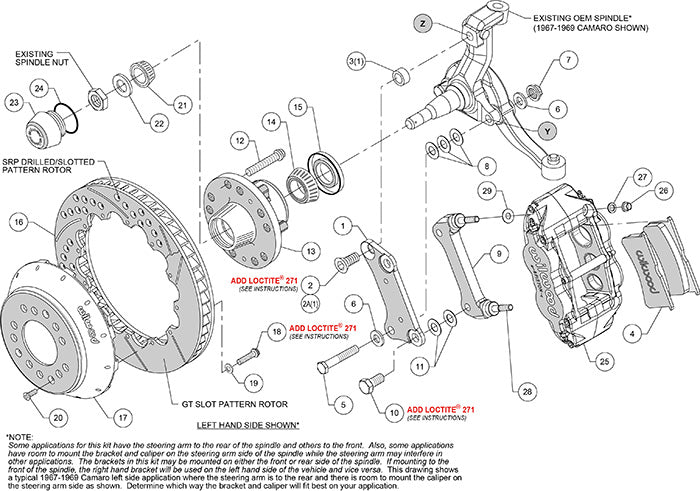 140-9803-DR - Wilwood Big Brake Kit - Front - 327x28mm Curved Slotted & Cross Drilled - Superlite 6R Red
