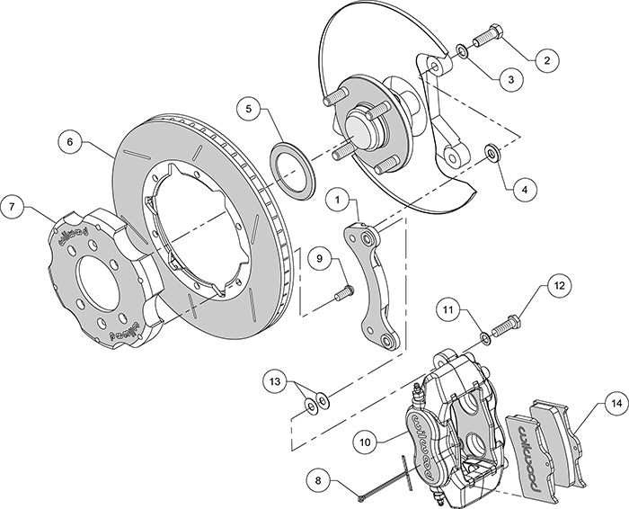 140-13379-R - Wilwood Big Brake Kit - Front - 280x20mm Bi-Slotted - Dynalite Internal Red