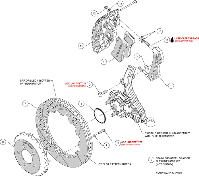 140-14067-R - Wilwood Big Brake Kit - Front - 362x32mm Bi-Slotted - AERO6 Red