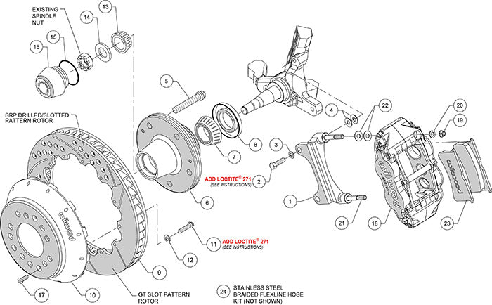140-15278-D - Wilwood Big Brake Kit - Front - 327x28mm Curved Slotted & Cross Drilled - Superlite 6R Black