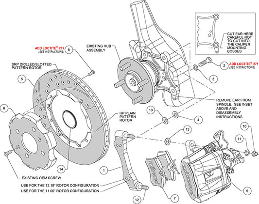 140-10206-DR - Wilwood Big Brake Kit - Rear - 280x20mm Curved Slotted & Cross Drilled - CPB Red