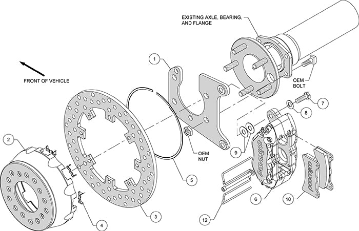 140-14129-D - Wilwood Big Brake Kit - Rear - 286x9mm Cross Drilled - Dynapro Lug Mount Anodized