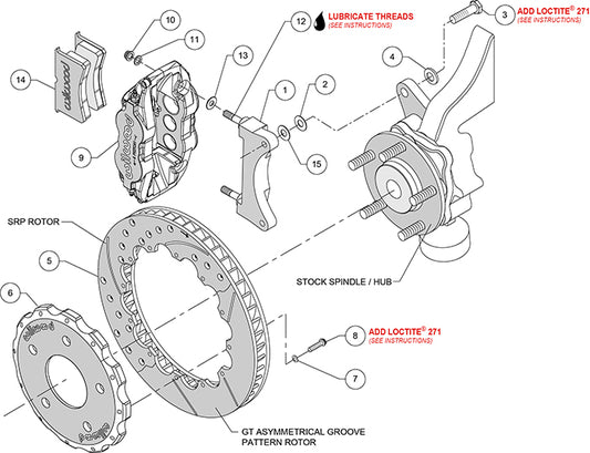 140-9284-R - Wilwood Big Brake Kit - Front - 332x32mm Bi-Slotted - Superlite 6R Red