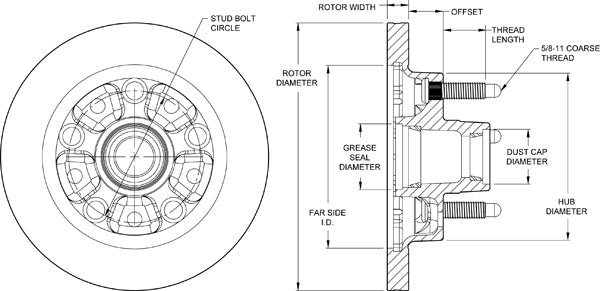 160-9240 - Wilwood Modified Hub & Rotor - 258x20mm Plain Left/Right