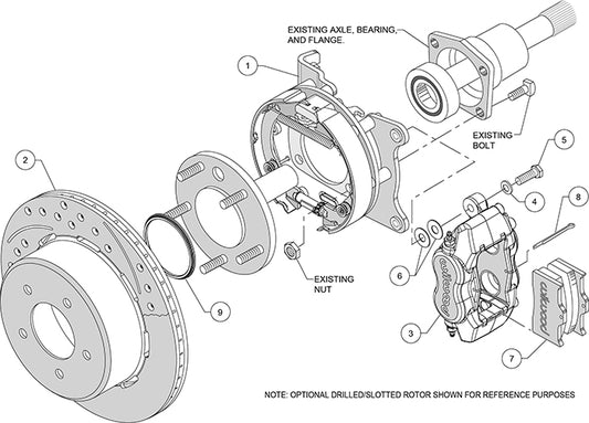 140-7148-D - Wilwood Big Brake Kit - Rear - 309x20mm Curved Slotted & Cross Drilled - Dynalite Internal Black