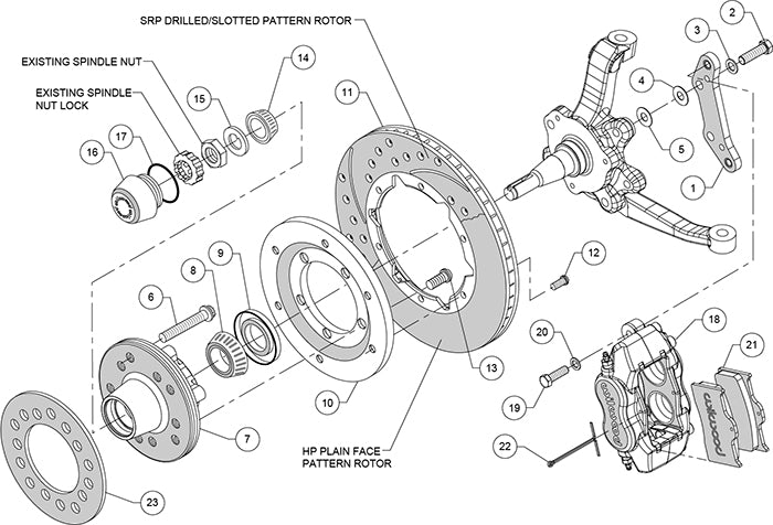 140-15459 - Wilwood Big Brake Kit - Front - 280x20mm Plain - Dynalite Internal Black