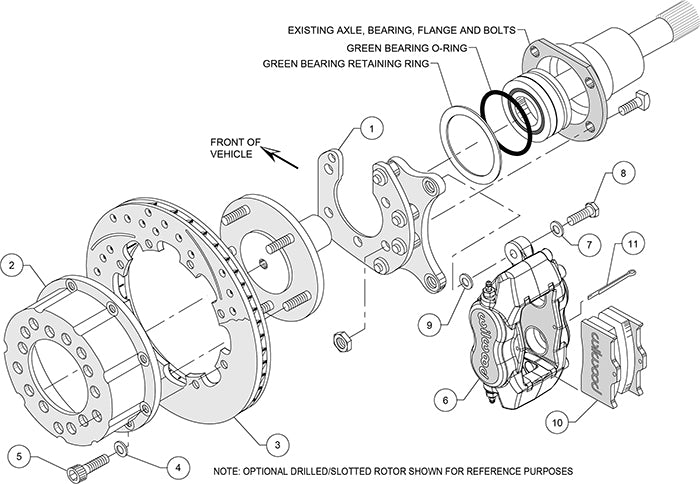 140-2117-BD - Wilwood Big Brake Kit - Rear - 309x20mm Curved Slotted & Cross Drilled - Dynalite Internal Black
