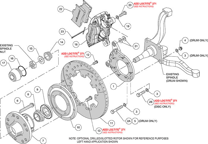 140-11074-R - Wilwood Big Brake Kit - Front - 309x20mm Plain - Dynalite Internal Red