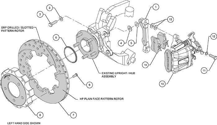 140-11979-D - Wilwood Big Brake Kit - Rear - 309x20mm Curved Slotted & Cross Drilled - CPB Black