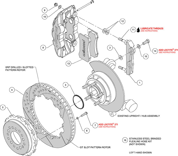 140-14068-R - Wilwood Big Brake Kit - Rear - 362x28mm Bi-Slotted - AERO4 Red