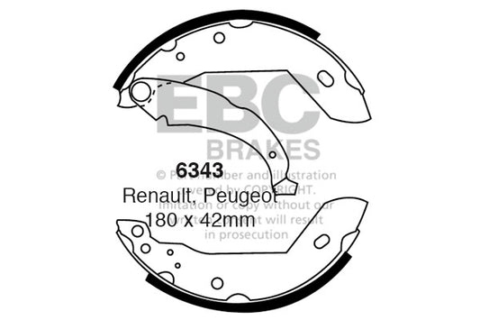 6343 - EBC Brake Shoes; Rear