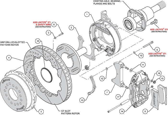 140-9217-DP - Wilwood Big Brake Kit - Rear - 327x28mm Curved Slotted & Cross Drilled - Superlite 4R Polished