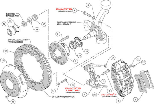 140-9801-D - Wilwood Big Brake Kit - Front - 327x28mm Curved Slotted & Cross Drilled - Superlite 6R Black