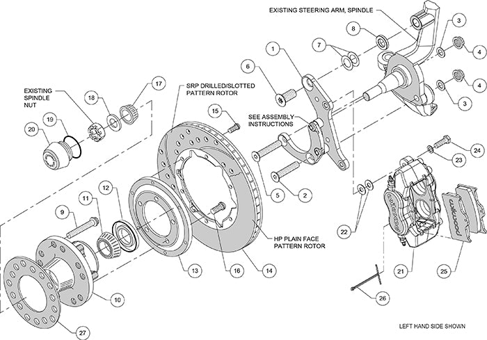 140-12021-DR - Wilwood Big Brake Kit - Front - 280x20mm Curved Slotted & Cross Drilled - Dynalite Internal Red