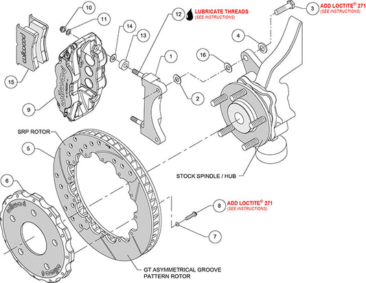 140-9285-R - Wilwood Big Brake Kit - Front - 355x32mm Bi-Slotted - Superlite 6R Red