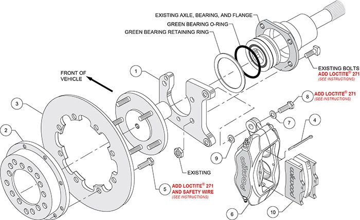 140-8853-D - Wilwood Big Brake Kit - Rear - 291x9mm Cross Drilled - Dynalite Anodized
