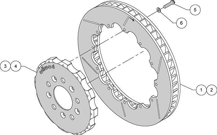 140-13106 - Wilwood 2-Piece Bi-Slotted Brake Discs; Front & Rear